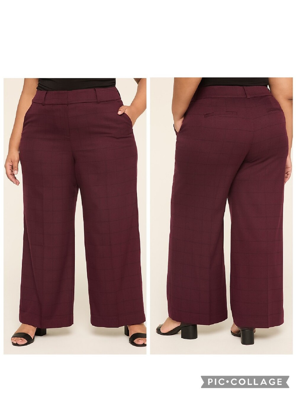 Lane Bryant NWT Perfect Drape High-Rise Wide Leg Pants Windowpane Plaid Sz 26
